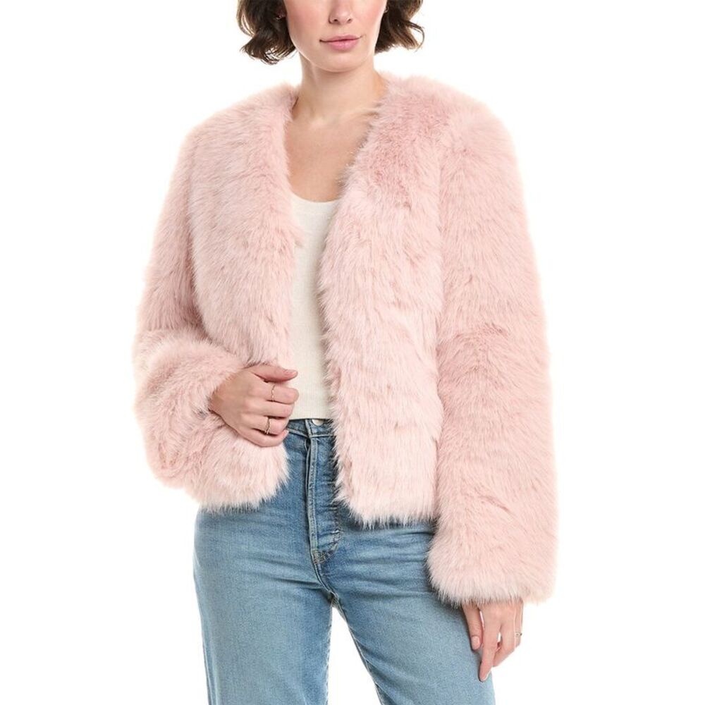 Pascale La Mode Womens  Faux Fur Short Jacket, Pink